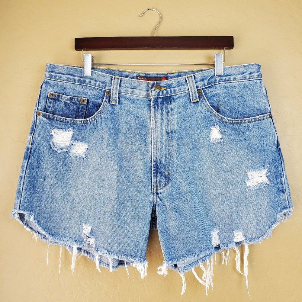 Perry Ellis Custom Distressed High Rise Cutoffs - Picture 2 of 11